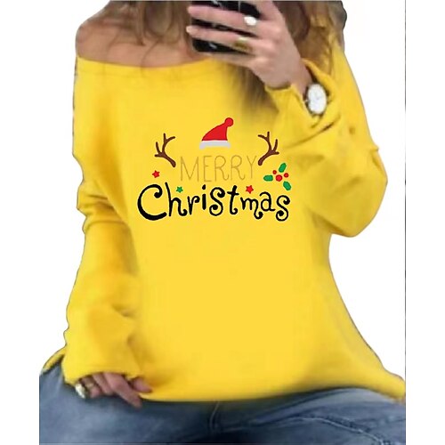 

Reindeer letter Masquerade Ugly Christmas Sweater / Sweatshirt Women's Christmas Christmas Carnival Masquerade Adults Party Christmas Polyester Top