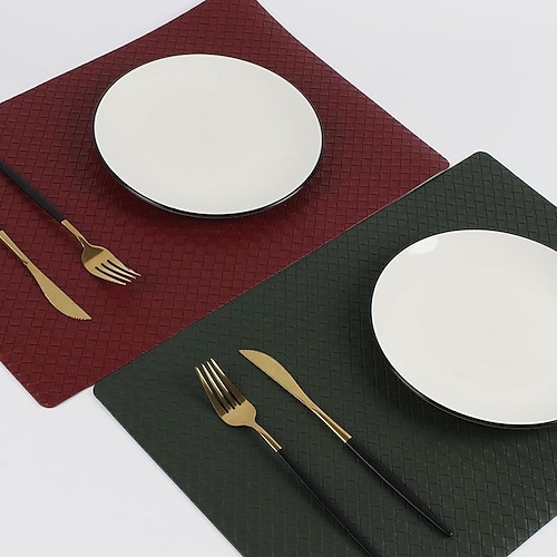 

Waterproof Placemat Heat Resistant Table Place Mat Oil-proof Retro for Dining, Anti-Slip Faux PU Leather Table Mat for Kitchen Outdoor Patio 1 Pcs