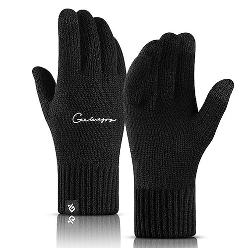 

Homme 1 paire Gants hiver Gant Gants tricotés Travail Extérieur Gants Tendance Antidérapant Couleur Pleine Noir Gris foncé bleu marine