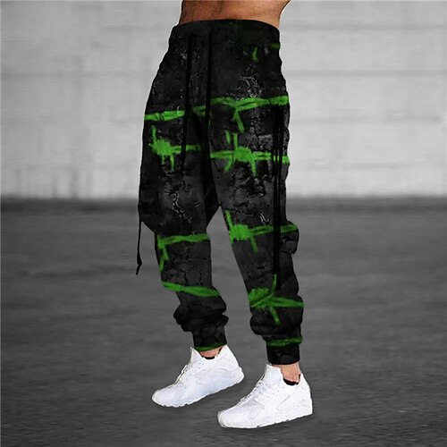 

Men's Sweatpants Joggers Trousers Drawstring Elastic Waist 3D Print Graphic Prints Comfort Sports Outdoor Casual Daily Cotton Blend Streetwear Stylish Green Blue Micro-elastic