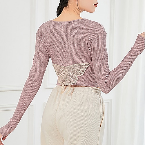 

Activewear Top Ruching Hollow-out Pure Color Women's Performance Training Long Sleeve High Polyester
