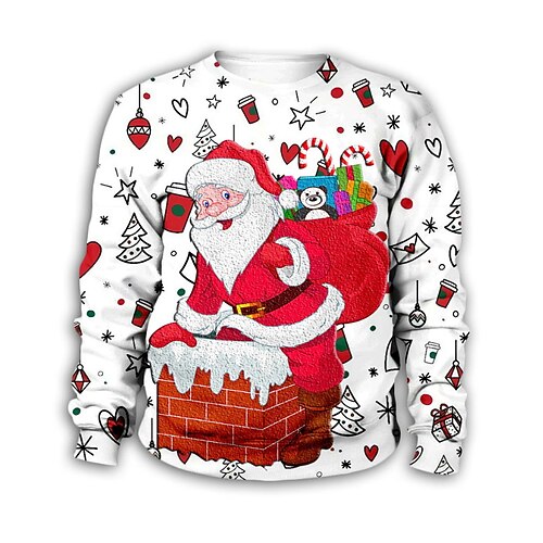 

Kids Boys Christmas Sweatshirt Pullover Cartoon Santa Claus Elk Long Sleeve Children Top Casual Sweatshirt Fashion Cool Black Champagne Red Winter 3-7 Years