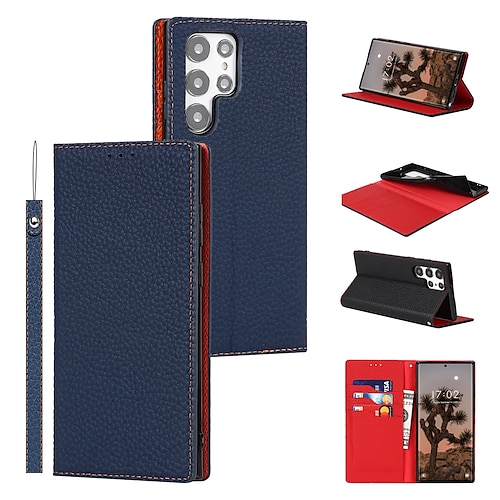 

téléphone Coque Pour Samsung Galaxy Etui folio S23 S22 S21 S20 Plus Ultra A32 Clapet Magnétique Protection complète du corps Couleur Pleine TPU faux cuir