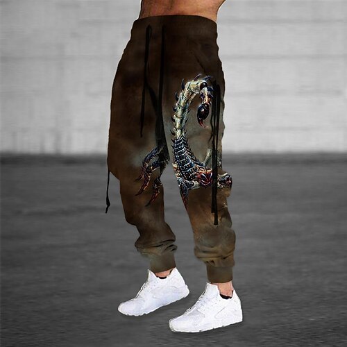 

Men's Sweatpants Joggers Trousers Drawstring Elastic Waist 3D Print Graphic Prints Comfort Breathable Sports Outdoor Casual Daily Cotton Blend Terry Streetwear Stylish Black Grey Micro-elastic