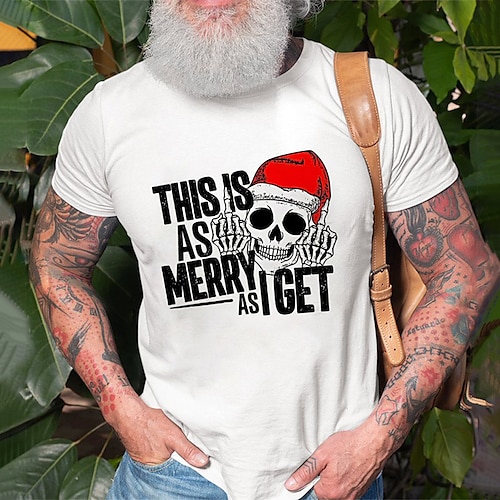 

Hombre Unisexo Camiseta Cráneos Estampados Cuello Barco Gris Blanco Estampado en caliente Exterior Navidad Manga Corta Estampado Ropa Deportes Design Casual Grande y alto