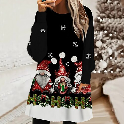 

Women's Sweatshirt Dress Shift Dress Mini Dress Green Black Red Long Sleeve Plaid Pocket Winter Fall Autumn Crew Neck Christmas Daily Loose Fit 2022 S M L XL XXL 3XL