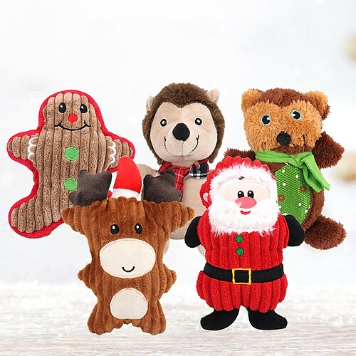 

New Cross-border Special Pet Supplies Christmas Series Molars Bite Resistant Cute Cartoon Dogs Plush Voice Toys