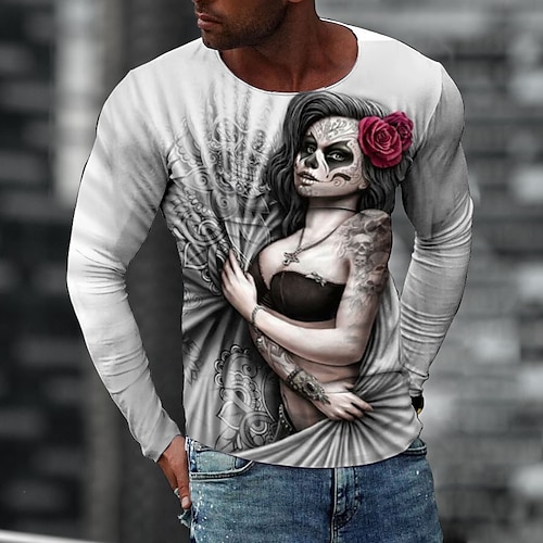 

Herren T Shirt Tee langarmshirt Graphic Rundhalsausschnitt weiß grau Gelb Pudriges Rosa Staubiges Blau 3D-Druck Casual Täglich Langarm Bedruckt Bekleidung Modisch Designer Komfortabel Groß und hoch