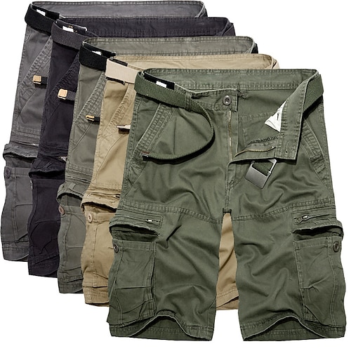 

Per uomo Pantaloncini modello cargo Pantaloncini Maglia da escursione Tasche Liscio Comfort Traspirante Lunghezza del ginocchio Ufficio Informale Giornaliero Di tendenza Streetwear Nero Verde militare