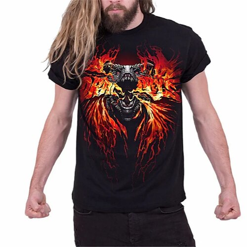 

Men's T shirt Tee Animal Graphic Prints Flame Crew Neck Black 3D Print Outdoor Street Short Sleeve Print Clothing Apparel Vintage Sports Designer Casual