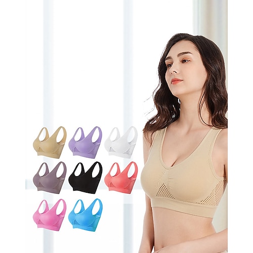 

Reggiseni Gli sport Poliestere Yoga Fitness Allenamento in palestra Elastico Senza cuciture Traspirante Asciugatura rapida Per Da donna