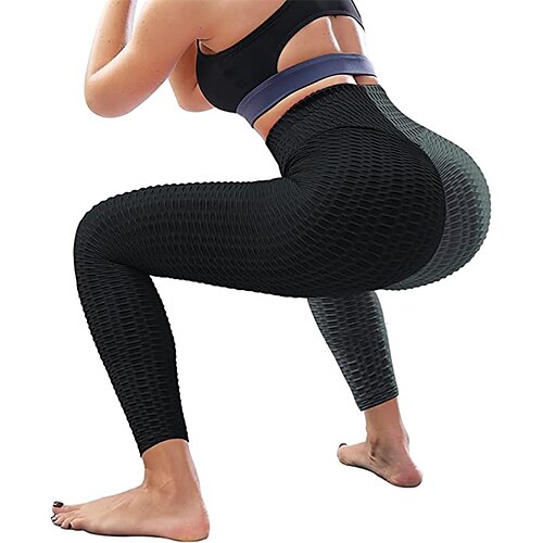 

Women's Yoga Leggings Patchwork Scrunch Butt Ruched Butt Lifting Tummy Control Butt Lift Yoga Fitness Gym Workout Cropped Leggings Bottoms Color Block BlackGray Spandex Sports Activewear High