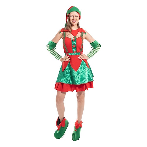 

Santa Claus Elf Outfits Fancy Christmas Dress Men's Women's Christmas Christmas Christmas Eve Adults' Party Christmas Polyester Top Dress Pants Hat