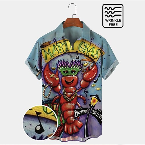 

Men'sShirtSummerHawaiianShirt Animal Shark Shrimp LetterGraphicPrintsTurndownOutdoorStreetShortSleevesButton-DownPrintClothingApparelTropicalFashionDesignerHawaiian