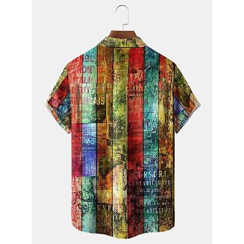 

Men's Shirt Striped Graphic Prints Turndown Rainbow 3D Print Outdoor Street Short Sleeves Button-Down Print Clothing Apparel Sports Fashion Designer Soft