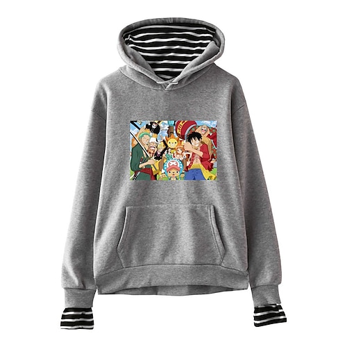 

One Piece Abe D. Luffy Roronoa Zoro Sanji Hattetrøje Anime Tegneserie Anime Frontlomme Grafisk Hattetrøje Til Herre Dame Unisex Voksne Varmstempling 100% Polyester Afslappet / Hverdag