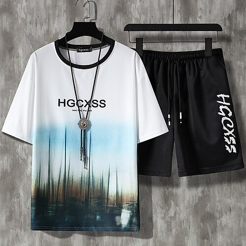 

Herre Shorts og T-shirt sæt T-shirt outfits Grafisk Bogstaver Rund hals Tøj 3D-udskrivning udendørs Daglig Kortærmet 3D-udskrivning 2 stk 2stk Designer Afslappet Bekvem