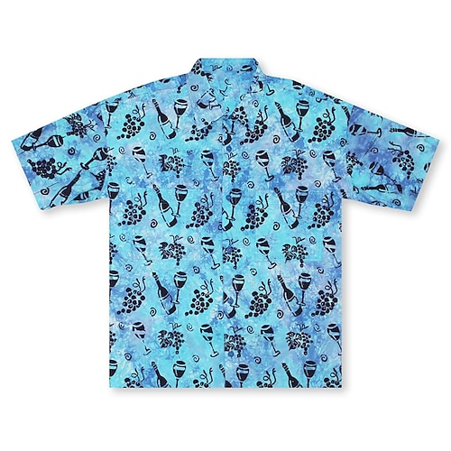 

Men's Shirt Floral Graphic Prints Drink Grapes Turndown Blue 3D Print Outdoor Street Short Sleeves Button-Down Print Clothing Apparel Tropical Fashion Designer Hawaiian