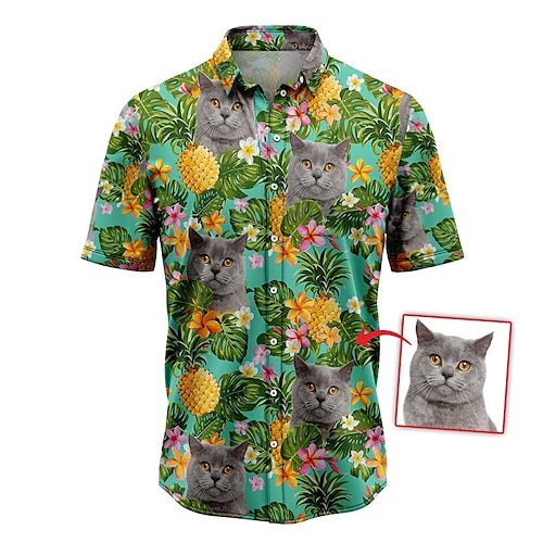 

Hombre Camisa camisa hawaiana Floral Gato Piña Tropical Estampados Cuello Vuelto Verde Trébol Calle Casual Mangas cortas Abotonar Estampado Ropa Tropical Moda Hawaiano Design