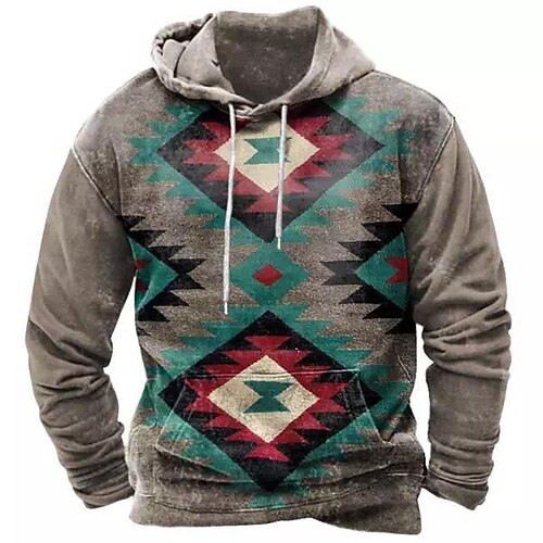 

Men's Pullover Hoodie Sweatshirt Brown Hooded Bohemian Style Graphic Prints Print Daily Sports 3D Print Basic Streetwear Designer Spring Fall Clothing Apparel Hoodies Sweatshirts