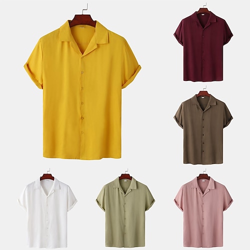 

Per uomo Camicia Camicia con bottoni Camicia estiva Maglietta informale Camicia da campo Bianco Giallo Rosa Vino Kaki Manica corta Liscio Collo ripiegabile Strada Da mare Pulsante Abbigliamento