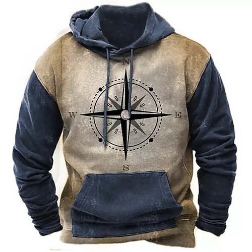 

Per uomo Felpa con cappuccio pullover Marrone Con cappuccio Color Block Stampe astratte Stampa Giornaliero Sport Stampa 3D Essenziale Streetwear Originale Primavera & Autunno Abbigliamento Compass