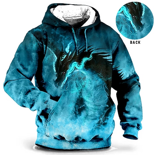 

Homme Sweat à capuche Jaune Rouge Bleu Vert Capuche Animal Dragon Imprimés Photos Imprimer du quotidien Des sports 3D effet basique Vêtement de rue Design Printemps Automne Vêtement Tenue Pulls