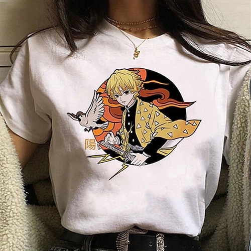 

Demon Slayer Kamado Nezuko Agatsuma Zenitsu Kamado Tanjirou T-shirt Anime Tegneserie Anime Klassisk Gadestil T恤衫 Til Herre Dame Unisex Voksne Varmstempling 100% Polyester