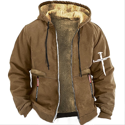 

Men's Hoodie Full Zip Hoodie Sweat Jacket Blue Brown Gray Hooded Graphic Cross Sports Outdoor Sports Streetwear Hot Stamping Fleece Basic Casual Thin fleece Winter Clothing Apparel Hoodies