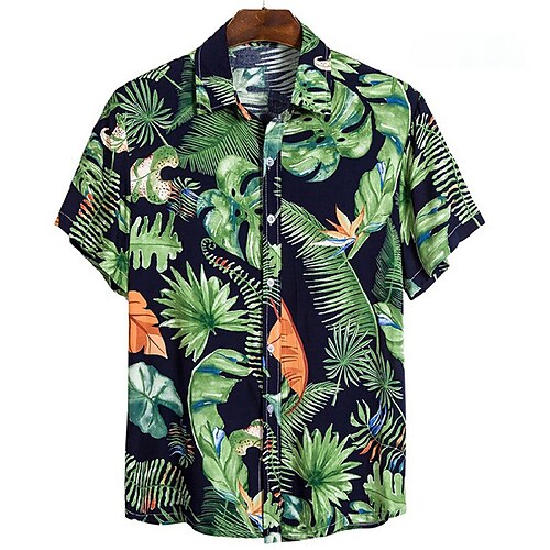 

Per uomo Camicia Camicia hawaiana Camicia con bottoni Camicia estiva Maglietta informale Bianco Giallo Verde chiaro Rosa Verde scuro Manica corta Albero di cocco Stampe astratte Fiori e Piante Collo