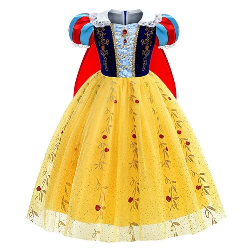 

Snow White and the Seven Dwarfs Snow White Fairytale Princess Flower Girl Dress Theme Party Costume Tulle Dresses Girls' Movie Cosplay Cosplay Halloween Yellow Dress Halloween Carnival Masquerade