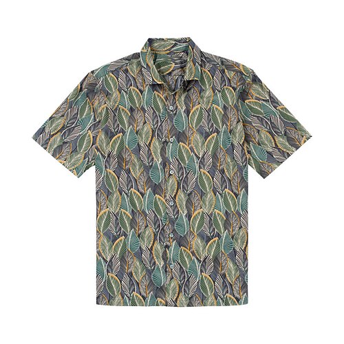

Men's Shirt Summer Hawaiian Shirt Graphic Prints Leaves Turndown Black Green Outdoor Street Short Sleeves Button-Down Print Clothing Apparel Tropical Fashion Hawaiian Designer
