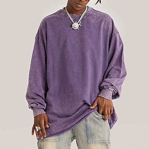 

Men's Sweatshirt Black Purple Fuchsia Coffee Crew Neck Plain Sports Outdoor Daily Sports Cotton Active Vintage Streetwear Winter Fall Clothing Apparel Hoodies Sweatshirts