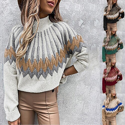 

Women's Shirt Blouse claret Green Black Graphic Crochet Long Sleeve Casual Basic High Neck Regular S