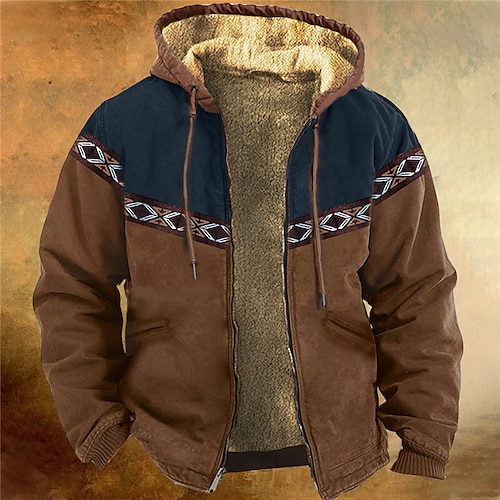 

Herren Kapuzenshirt mit durchgehendem Reißverschluss Jacke Dicke Hoodies Marineblau Kamel Braun Khaki Mit Kapuze Geometrisch Farbblock Grafik-Drucke Zip Bedruckt Sport Natur Täglich Sport 3D-Druck