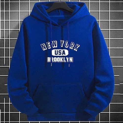 

Men's Hoodie Black Blue Red Hooded Letter Lace up Pocket Holiday Going out Streetwear Cool Casual Winter Spring Fall Clothing Apparel Hoodies Sweatshirts