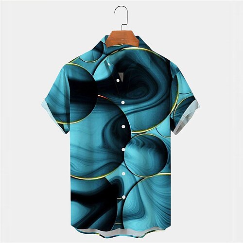 

Men's Shirt Graphic Prints Rendering Turndown Blue Outdoor Street Short Sleeves Button-Down Print Clothing Apparel Fashion Designer Soft Comfortable