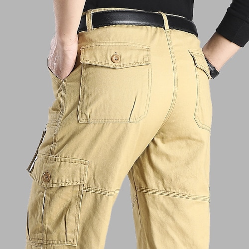 

Per uomo Pantaloni cargo Pantaloni Multi tasca Gamba dritta Tinta unita Comfort Indossabile Ufficio Giornaliero Streetwear Informale Nero Giallo Media elasticità