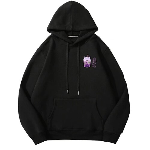 

Men's Hoodie Black Purple Hooded Graphic Prints Lace up Pocket Holiday Going out Streetwear Casual Winter Spring Fall Clothing Apparel Hoodies Sweatshirts