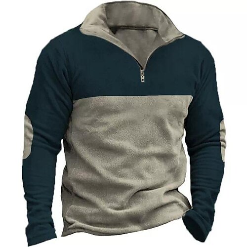 

Men's Zip Up Sweatshirt Pullover Navy Blue Half Zip Color Block Zipper Daily Sports 3D Print Basic Designer Casual Spring Fall Clothing Apparel Hoodies Sweatshirts