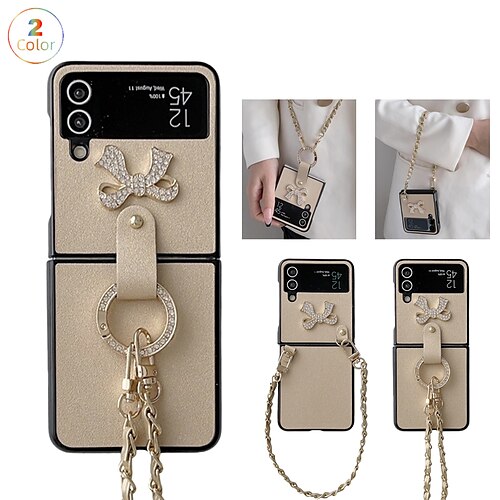 

telefono Custodia Per Samsung Galaxy Custodia flip Z Flip 4 Z Flip 3 Portatile Con diamantini Con chiusura magnetica Tinta unita Diamante di cristallo PC