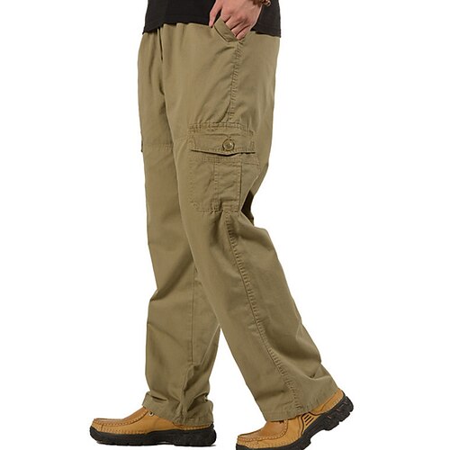 

Per uomo Pantaloni cargo Pantaloni Vita elastica cascante Multi tasca Liscio Indossabile Esterno Giornaliero Misto cotone Di tendenza Streetwear Nero Giallo Anelastico