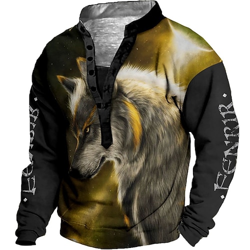 

Hombre Sudadera Pull-over Azul Piscina Morado Marrón Azul claro Gris Cuello Mao Animal Lobo Estampados Estampado Casual Diario Deportes Impresión 3D Ropa de calle Design Casual Primavera Otoño Ropa