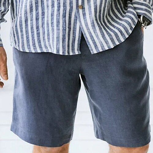 

Hombre Pantalón corto Pantalones cortos de lino Pantalones cortos de verano Bolsillo Correa Cintura elástica Plano Comodidad Transpirable Corto Casual Festivos Noche Mezcla Lino / Algodón Moda Ropa