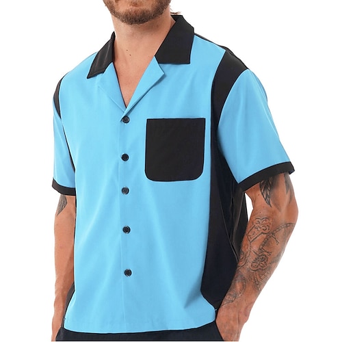 

Per uomo Camicia da bowling Camicia con bottoni Camicia estiva Maglietta informale Camicia da campo Bianco Blu Rosso Blu Grigio scuro Manica corta Color Block Collo ripiegabile Strada Da tutti i