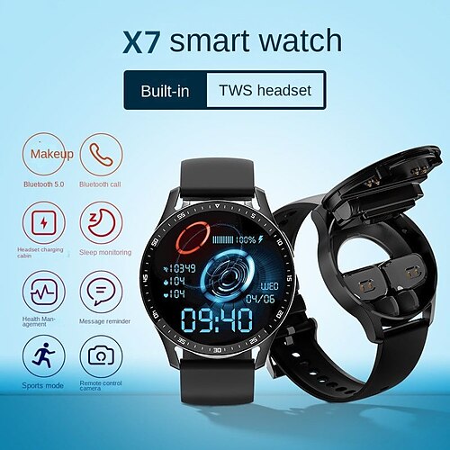 

X7 Montre intelligente 1.32 pouce Smartwatch Montre Connectée Bluetooth Surveillance de la température Podomètre Rappel d'Appel Compatible avec Android iOS Femme Hommes Imperméable Longue Veille Mode