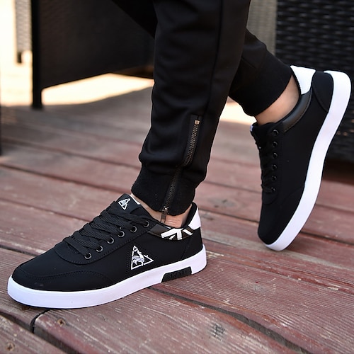 

Men's Sneakers Sporty Look Skate Shoes Sporty Casual Preppy Outdoor Daily Running Shoes Walking Shoes Canvas Breathable Black and White Black / Red Black Blue Color Block Fall Spring