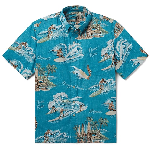 

Men's Shirt Summer Hawaiian Shirt Button Up Shirt Casual Shirt Beach shirt Graphic Turndown Navy Blue Blue Casual Daily Short Sleeve Button-Down Print Clothing Apparel Cotton Basic Fashion Streetwear