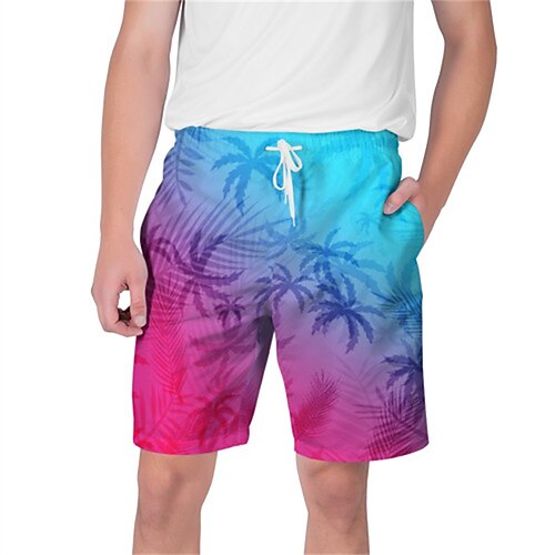 

Men's Shorts Beach Shorts Drawstring Elastic Waist 3D Print Graphic Color Block Breathable Soft Short Casual Daily Holiday Streetwear Hawaiian Pink Green Micro-elastic