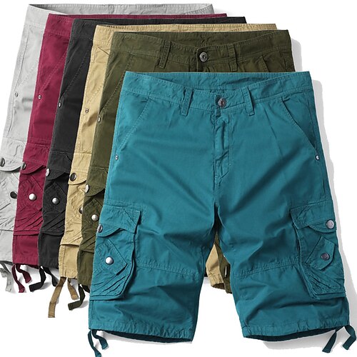 

Men's Cargo Shorts Shorts Hiking Shorts Leg Drawstring Multi Pocket Plain Comfort Wearable Knee Length Casual Daily Streetwear Cotton Blend Stylish Classic Style ArmyGreen Black